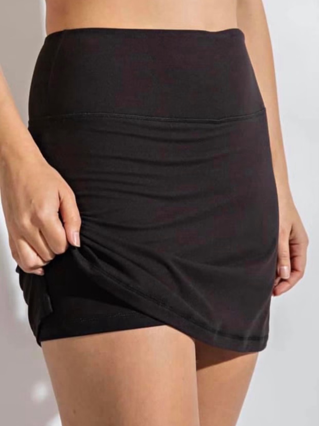 Black High Waist Active Skort
